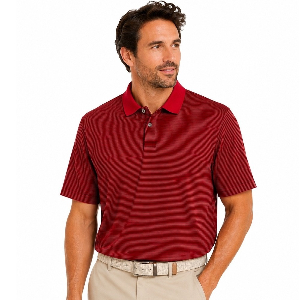 Burberry Golf Polo Shirt Mens XL Red Striped Short Sleeve Casual Classic